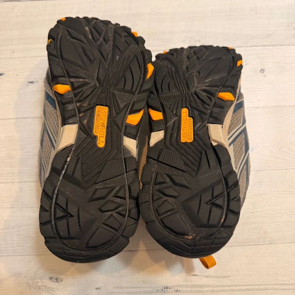 Merrell kids‎ hiking shoes boots grey blue orange big kids size 4
